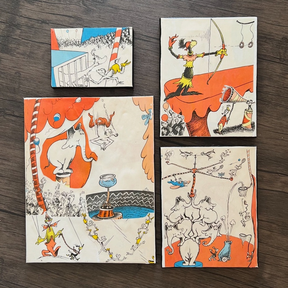 Dr. Seuss Retro 4-Piece Canvas Circus Prints